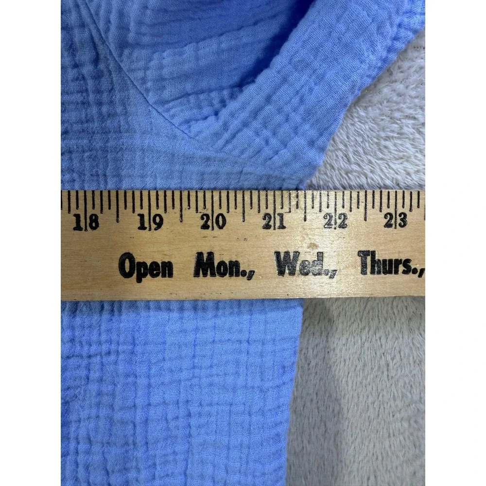 J.Crew Button Down Shirt Womens L Blue Double Gauze Cotton Long Sleeve Casual